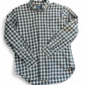 Polo Ralph Lauren Green & Navy Plaid Button-Down Shirt | Medium